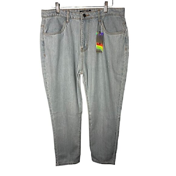 Daisy Street Straight High Rise Womens Light Wash Blue Denim Jeans Size XL - Picture 2 of 7